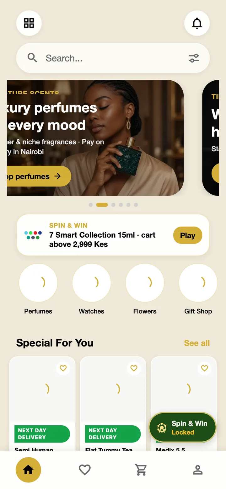360 Beauty Scents app home screen with Special For You products